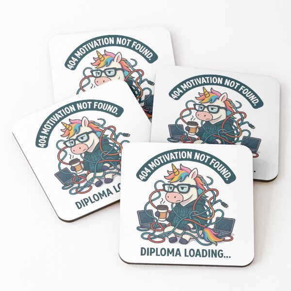 Item preview, Unicorn Student in Code Chaos – 404 Motivation Not Found designed and sold by Asbiell.