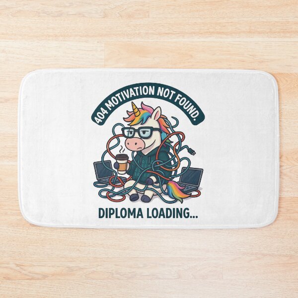 Item preview, Unicorn Student in Code Chaos – 404 Motivation Not Found designed and sold by Asbiell.