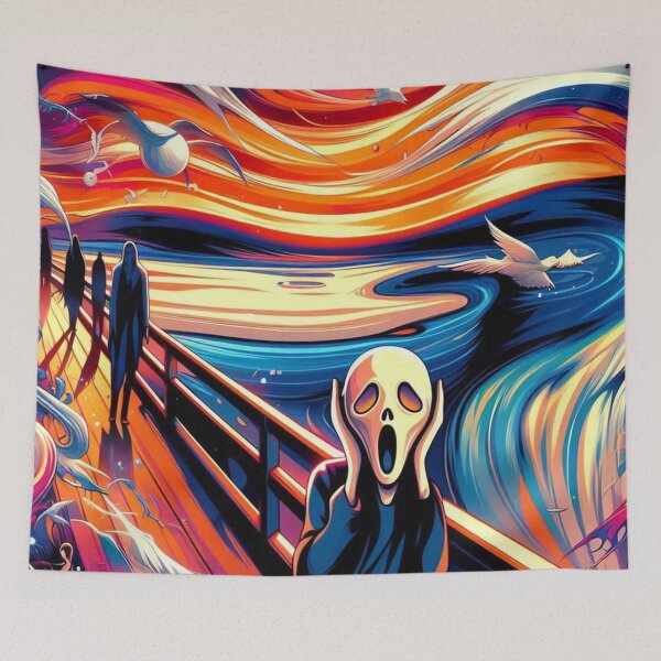Item preview, Colorful Scream – Vibrant Reimagining of Munch’s Iconic Expression designed and sold by Arte Cartoon From TagTeam Group.