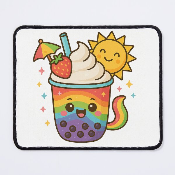 Item preview, Rainbow Strawberry Boba Tea – Kawaii Summer Pride Drink designed and sold by Asbiell.
