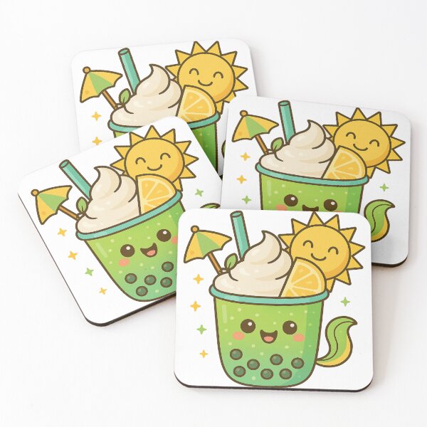 Item preview, Kawaii Lemon Lime Boba Tea – Cute Summer Citrus Drink designed and sold by Asbiell.