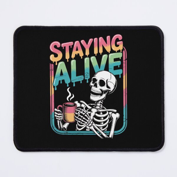 Item preview, Staying Alive Skeleton Coffee – Funny Distressed Vintage Design designed and sold by ARTReMi.