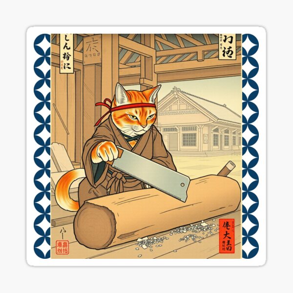 Item preview, Edo Carpenter Cat - Builder of Dreams designed and sold by Shivanyan.