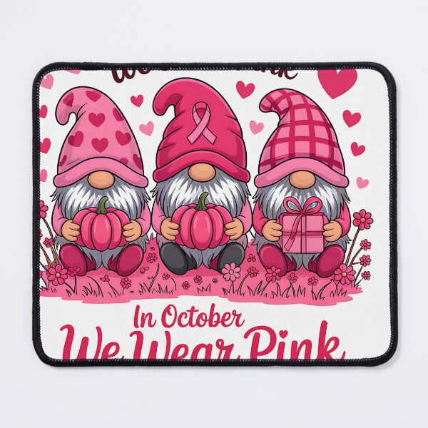 Item preview, In October We Wear Pink Cute Gnomes Breast Cancer Awareness Month designed and sold by cawtoon.