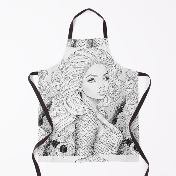 Item preview, COLOR-ME-T-SHIRT PARTY! SEA MERMAID African Creole West Indies Carribean Black Bi-Racial Girl Anime Manga Cartoon Line Art Style-Marine Ocean Beach Cottage Decor Birthday Christmas Coloring Merch Gift designed and sold by Spinning Plates 360.
