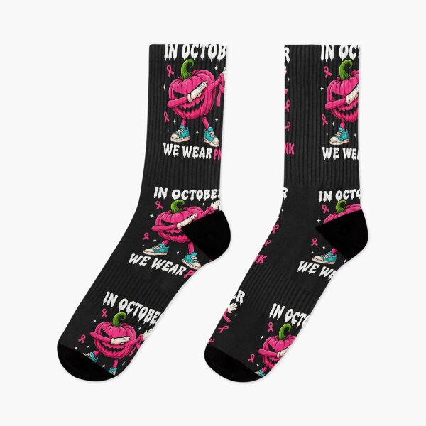 Item preview, In October We Wear Pink Dabbing Pumpkin Breast Cancer designed and sold by cawtoon.