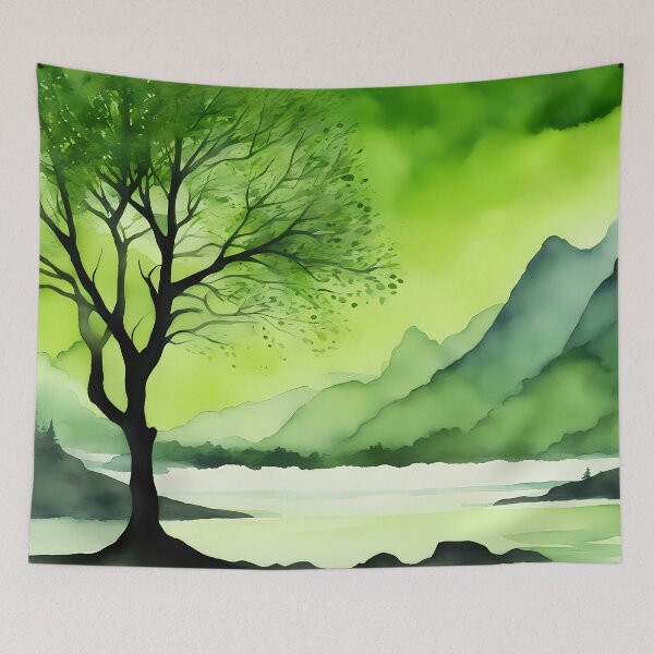 Item preview, Rich Green Nature Silhouette designed and sold by CalmnessbyChoice.