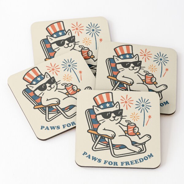 Aperçu de l'œuvre Chat du 4 juillet de Paws for Freedom créée et vendue par FlashCraft Design.