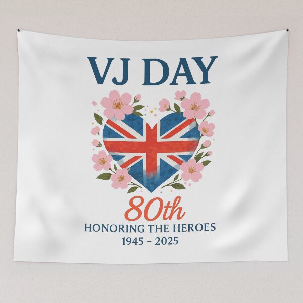 Item preview, VJ Day WWII 80th anniversary Vintage V-J Day 2025 flag designed and sold by EASY Aadia.