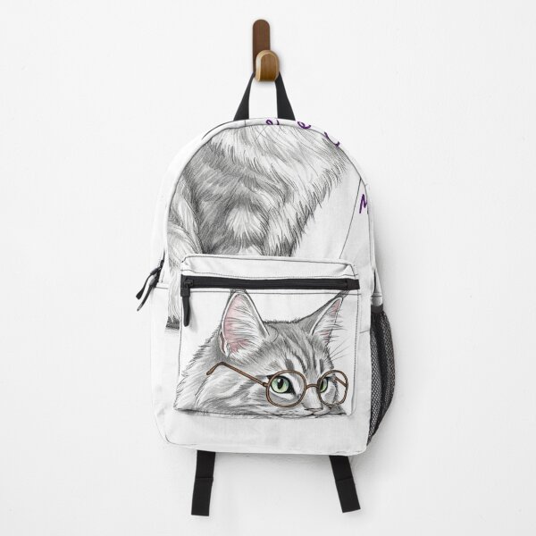 Item preview, Cute Silver Grey Maine Coon Cat with Glasses designed and sold by Zini-ArtStudio.