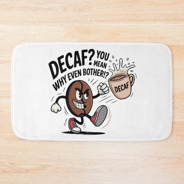 Item preview, Decaf? Why Even Bother!? – Kicking Coffee Bean Cartoon designed and sold by JPees.