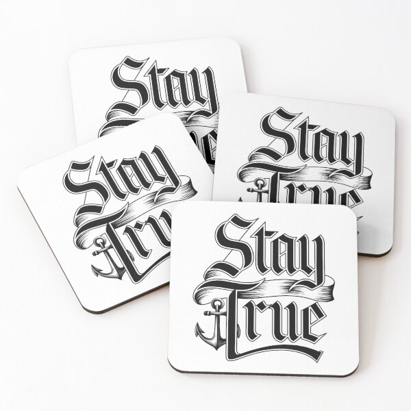 Item preview, Stay True Nautical Tattoo-Inspired Typography – Anchor Symbol Quote for Strength, Loyalty, and Personal Integrity in Vintage Blackletter Style designed and sold by MONOVINT.