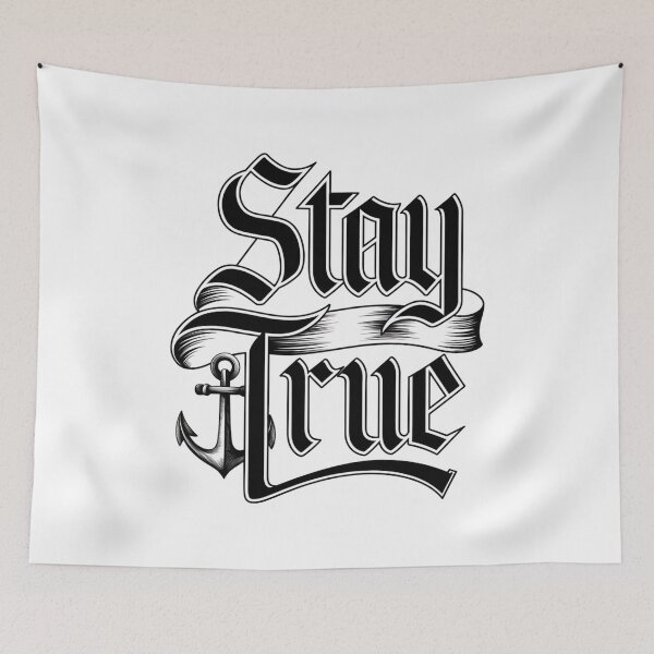 Item preview, Stay True Nautical Tattoo-Inspired Typography – Anchor Symbol Quote for Strength, Loyalty, and Personal Integrity in Vintage Blackletter Style designed and sold by MONOVINT.