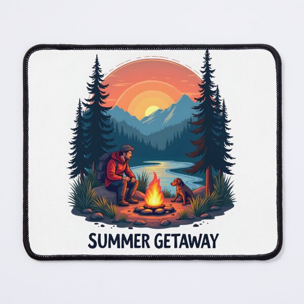 Item preview, Summer Getaway - Sunset Mountain Campsite With Dog designed and sold by Museum Of Non-Existing Art.