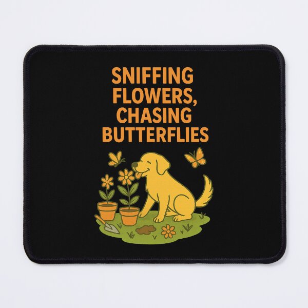 Item preview, Sniffing Flowers, Chasing Butterflies | Playful Dog Garden T-Shirt designed and sold by Just You Tee | Say It Loud, Wear It Proud.