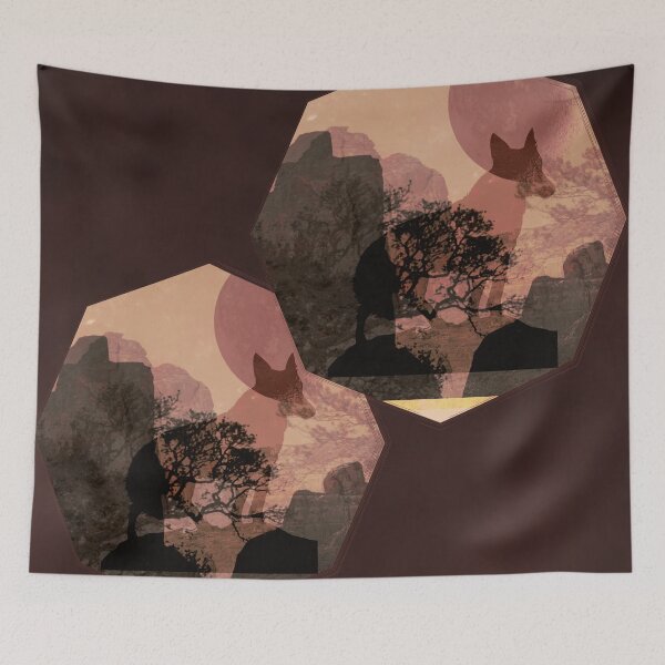 Item preview, Desert Watcher – Coyote Surreal Landscape Collage designed and sold by Brooklyn Hearty.