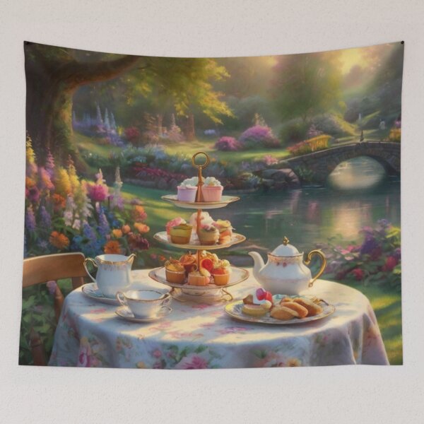 Item preview, Tea Table in Bloom A Canal Garden Scene designed and sold by BlareBlare.