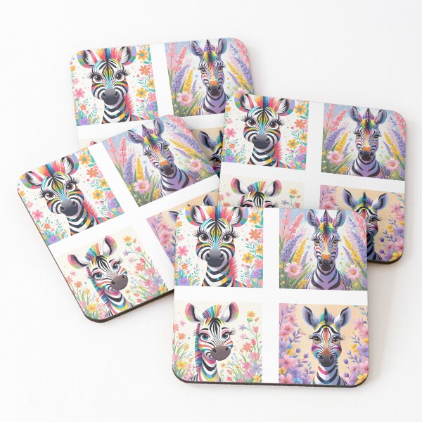 Item preview, Cute Long Eyelashes Zebra in Colors and field of flowers  designed and sold by AlinaSCorner.