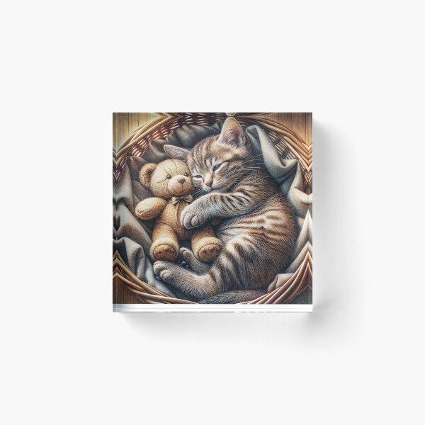 Item preview, Teddy Sleeping with a Kitten designed and sold by M-Y-A-R-T-.