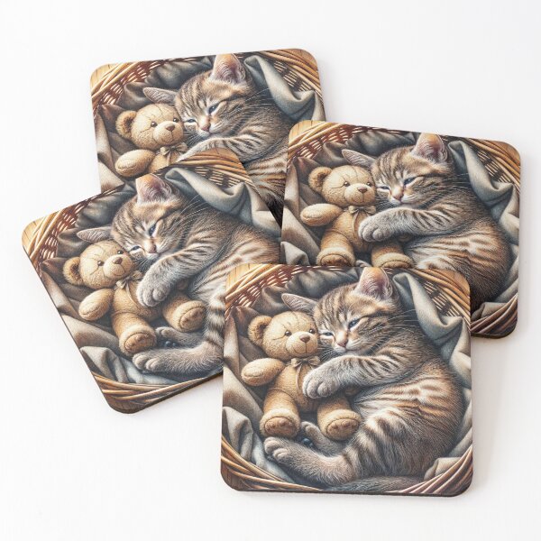 Item preview, Teddy Sleeping with a Kitten designed and sold by M-Y-A-R-T-.