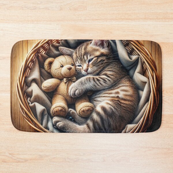 Item preview, Teddy Sleeping with a Kitten designed and sold by M-Y-A-R-T-.