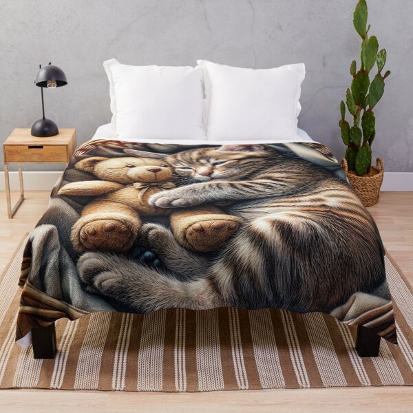 Item preview, Teddy Sleeping with a Kitten designed and sold by M-Y-A-R-T-.