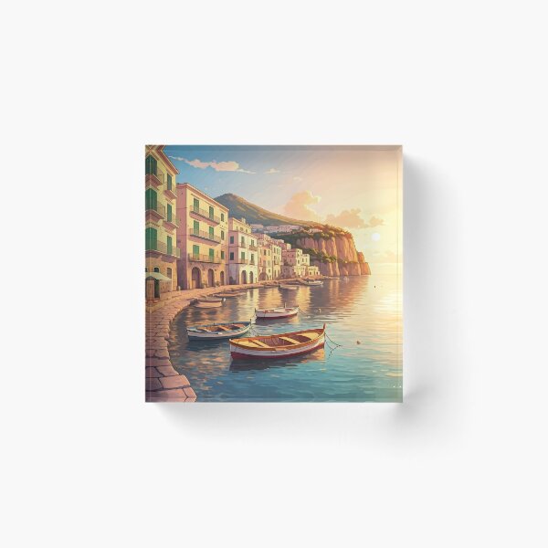 Item preview, Marina Grande, Sorrento: Sunset Harbor Glow designed and sold by LSVart.