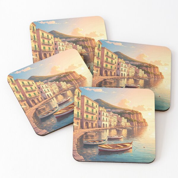 Item preview, Marina Grande, Sorrento: Sunset Harbor Glow designed and sold by LSVart.