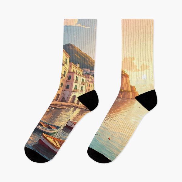Item preview, Marina Grande, Sorrento: Sunset Harbor Glow designed and sold by LSVart.