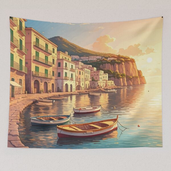 Item preview, Marina Grande, Sorrento: Sunset Harbor Glow designed and sold by LSVart.