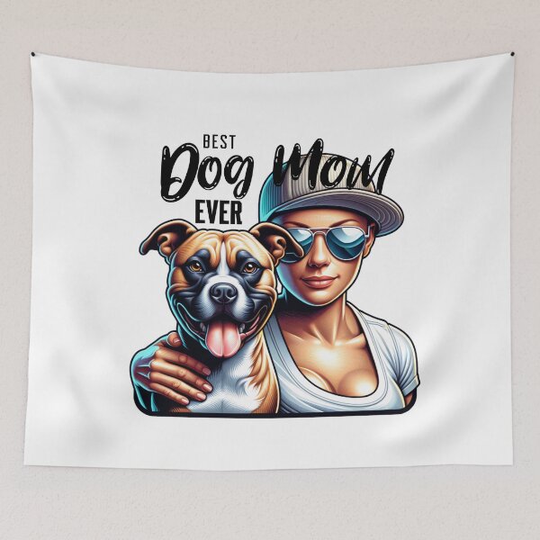 Item preview, Funny Dog Mom - Urban Style Woman and Pitbull  designed and sold by MayaPrintLab.