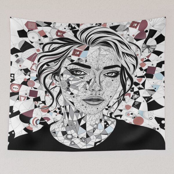 Item preview, Geometric abstract portrait – fragmented lines, pulsating energy, creative depth & structure designed and sold by FotoworldEdel.