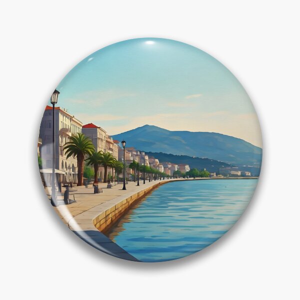 Item preview, Volos Waterfront Promenade: Summer Morning Tranquility designed and sold by LSVart.