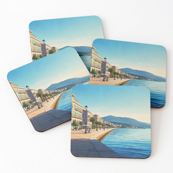 Item preview, Volos Waterfront Promenade: Summer Morning Tranquility designed and sold by LSVart.