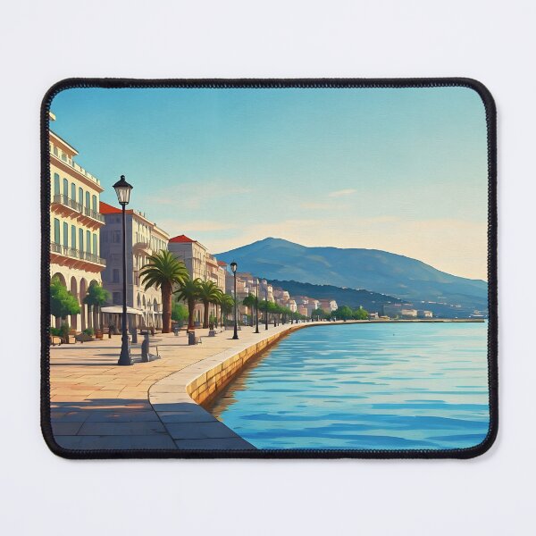 Item preview, Volos Waterfront Promenade: Summer Morning Tranquility designed and sold by LSVart.