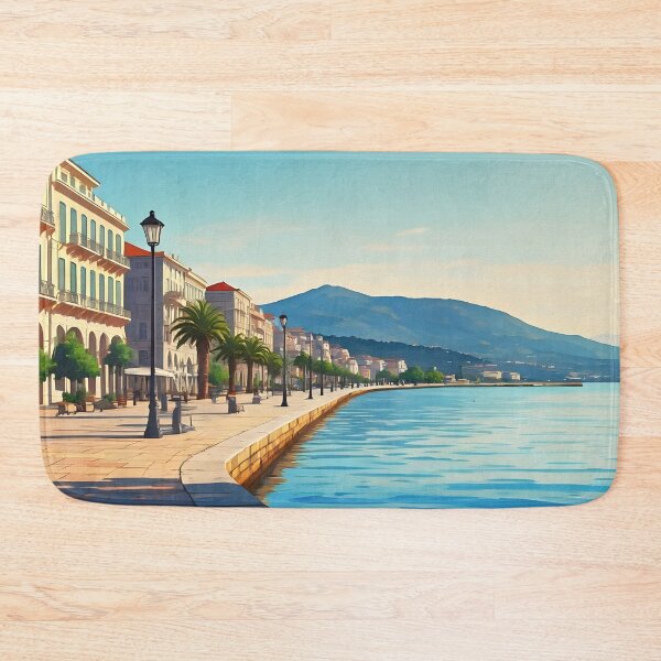 Item preview, Volos Waterfront Promenade: Summer Morning Tranquility designed and sold by LSVart.