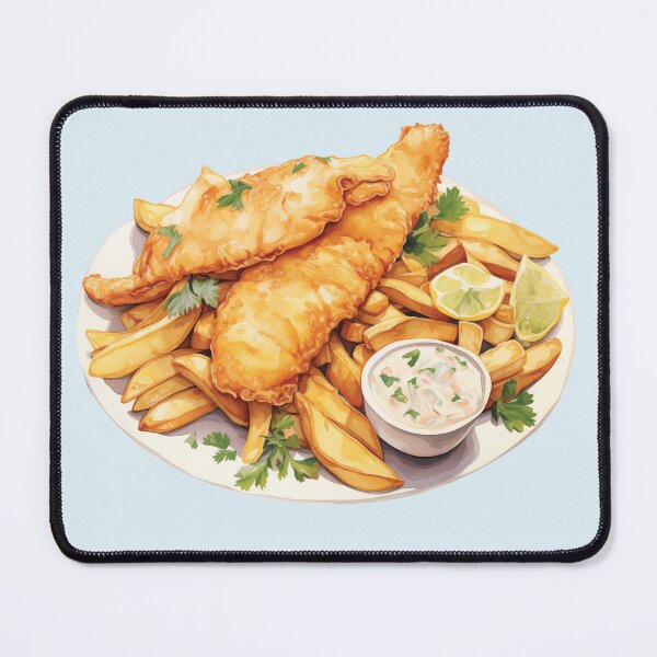 Item preview, Plate of Fish and Chips With Lemon And Tartar Sauce designed and sold by Alicia Chee.