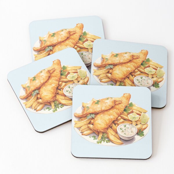 Item preview, Plate of Fish and Chips With Lemon And Tartar Sauce designed and sold by Alicia Chee.
