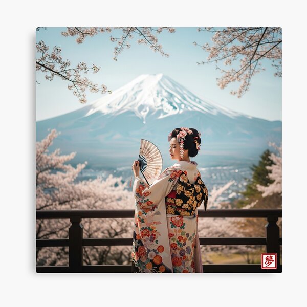 Item preview, Kimono Beauty with Sacred Mount Fuji and Cherry Blossoms designed and sold by schwa24jpn.