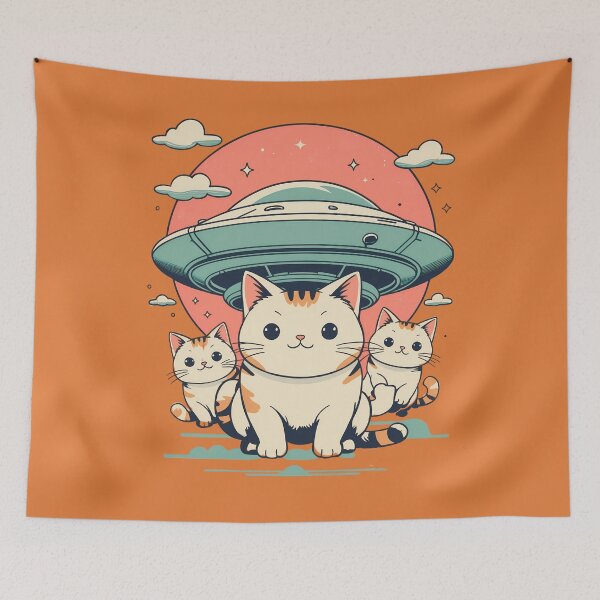 Item preview, Kawaii Alien Cats – UFO Meets Cute in Japanese Aesthetic designed and sold by Anno Meister.