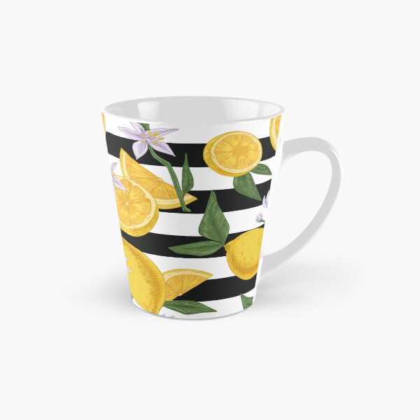 Item preview, Fresh Lemons on Black and White Stripes - Summer Fruit Pattern   designed and sold by Jackie.Bloom.