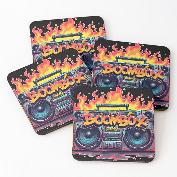 Item preview, Retro Boombox on Fire – Explosive Hip-Hop Vibes! designed and sold by DopeVibeStuff.