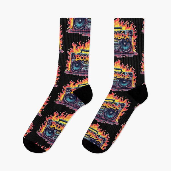 Item preview, Retro Boombox on Fire – Explosive Hip-Hop Vibes! designed and sold by DopeVibeStuff.