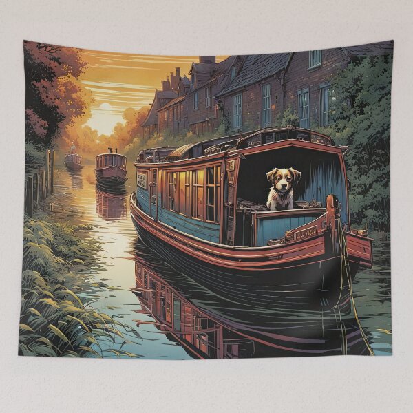 Item preview, Puppy in a canal boat on a river designed and sold by Colin Bentham.