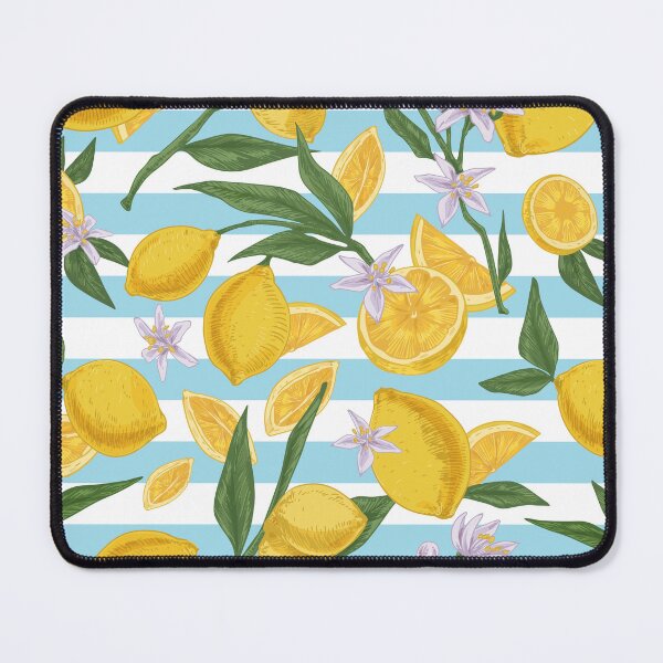 Item preview, Fresh Lemons on Blue and White Stripes - Summer Fruit Pattern   designed and sold by Jackie.Bloom.