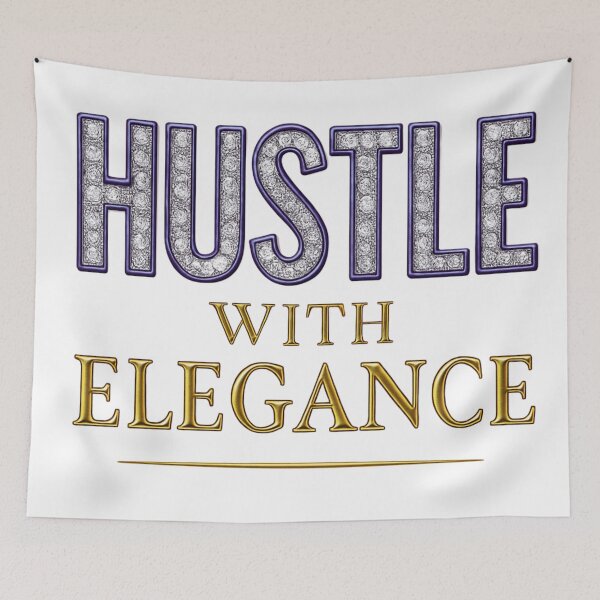 Item preview, Hustle with Elegance – Diamond Gold Luxury Quote designed and sold by VIBE CRAFT STUDIO.