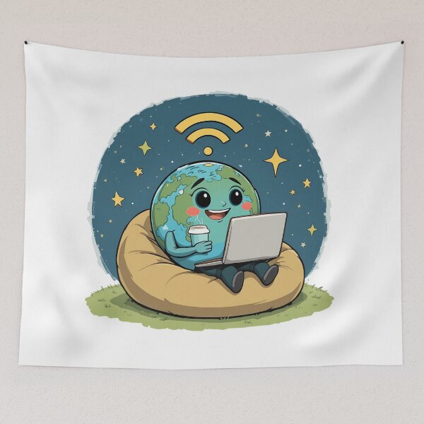 Item preview, Chill Earth with WiFi and Coffee designed and sold by IndulgentBob.