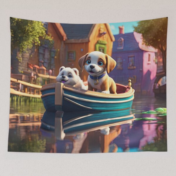 Item preview, Puppy in a canal boat on a river designed and sold by Colin Bentham.