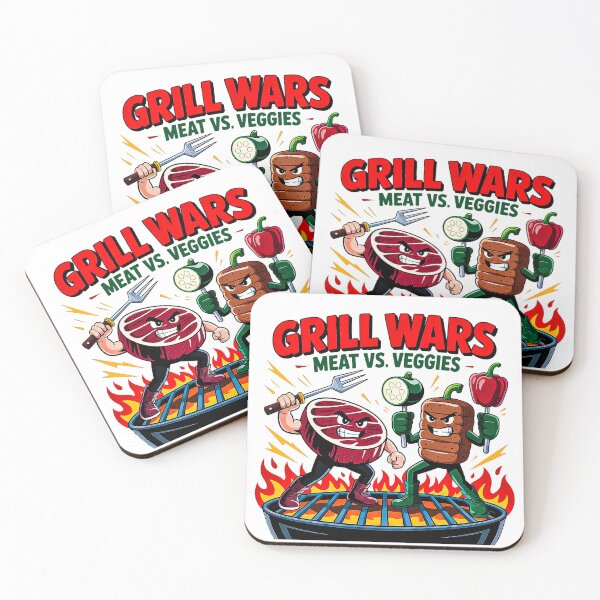 Item preview, Grill Wars Funny BBQ Meat vs Veggies Shirt designed and sold by Amanda's Factory.