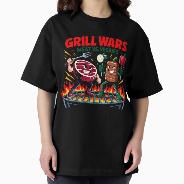 Item preview, Grill Wars Funny BBQ Meat vs Veggies Shirt designed and sold by Amanda's Factory.